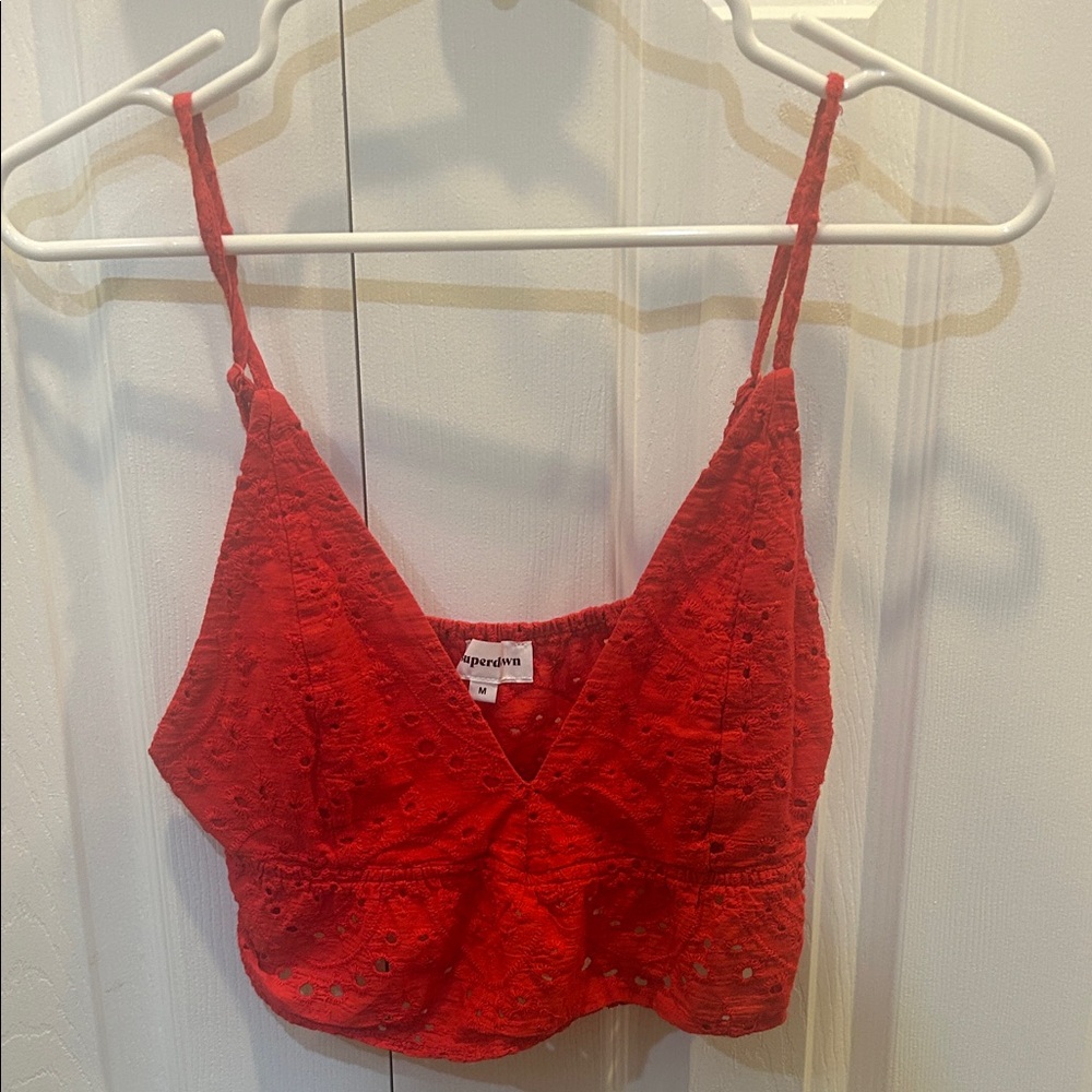 Red Eyelet Bralette by Superdown